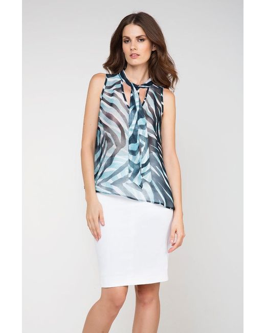 Conquista Green Sleeveless Tie Detail Top