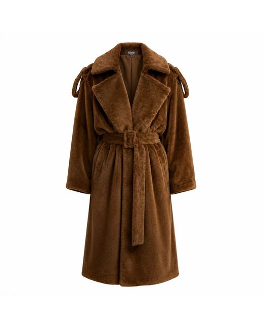 Luroq London Brown Plush Wrap Overcoat