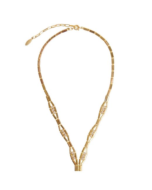 Caramel Vintage Jewellery Metallic Crystal Bar Lariat Necklace