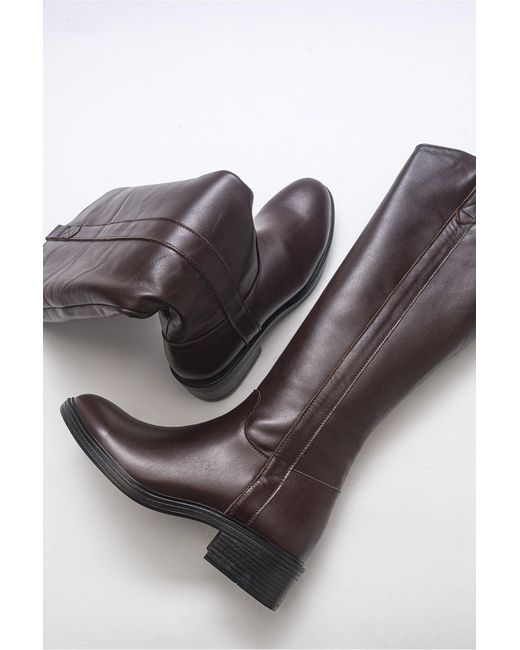Forever & Always Shoes Brown Acro Leather Heeled Boot