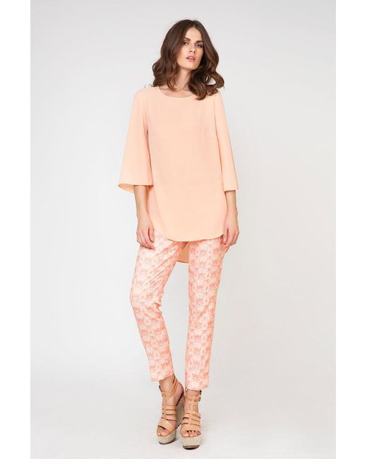 Conquista Pink Tapered Print Pants By Fashion