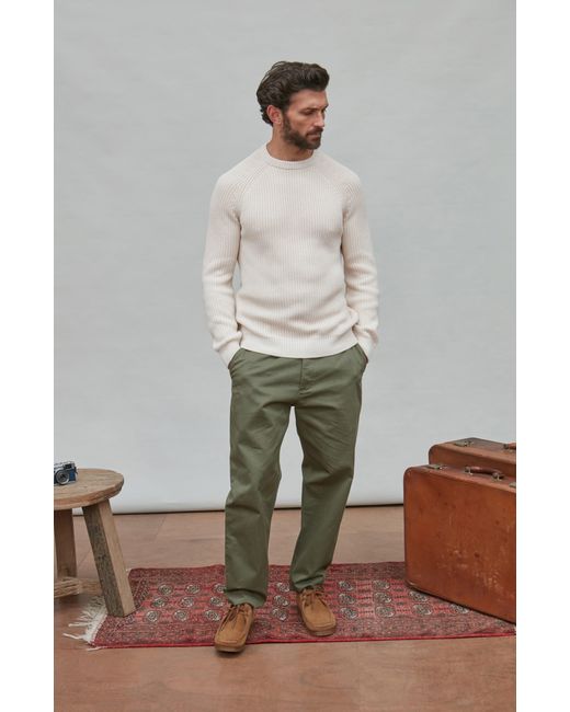 Paul James Knitwear Pink Neutrals Heavyweight Cotton Clark Fisherman Rib Knit Jumper for men