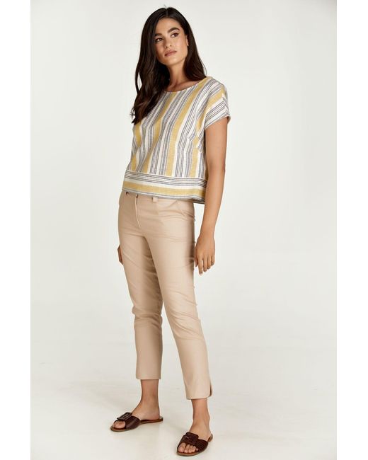 Conquista Metallic Striped Linen Style Top