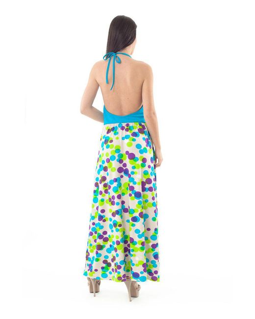 Conquista Blue Halter Neck Maxi Dress