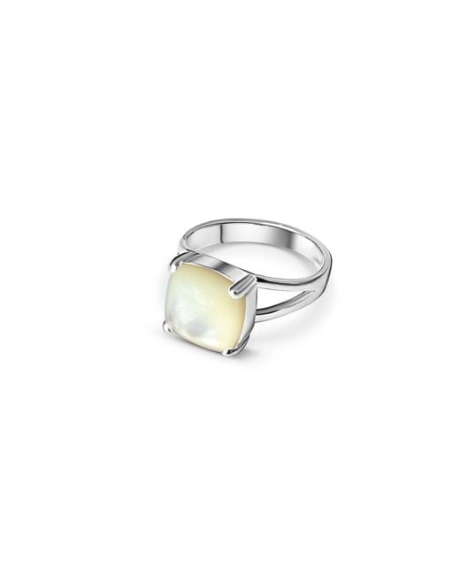 FV Jewellery Metallic La Stèle Mother Of Pearl Square Ring