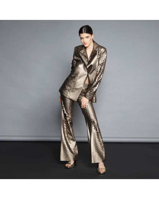 Silvia Serban Brown Neutrals Laser Cut Bronze Pants