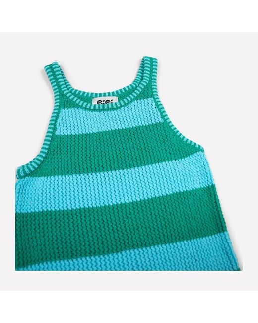 Gigi Knitwear Green Mesh Cotton Tank Top