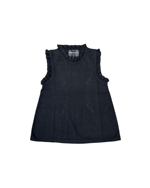 Lindsay Nicholas New York Blue Frill Crewneck Shell