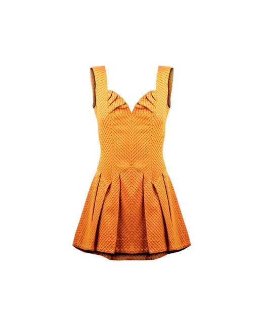 GUILLAUME ALEXANDRE Orange Neutrals Waffle Organic Cotton Mini Dress