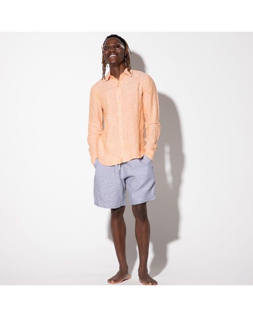 Maison Tangerine Pink Apricot Linen Shirt For for men