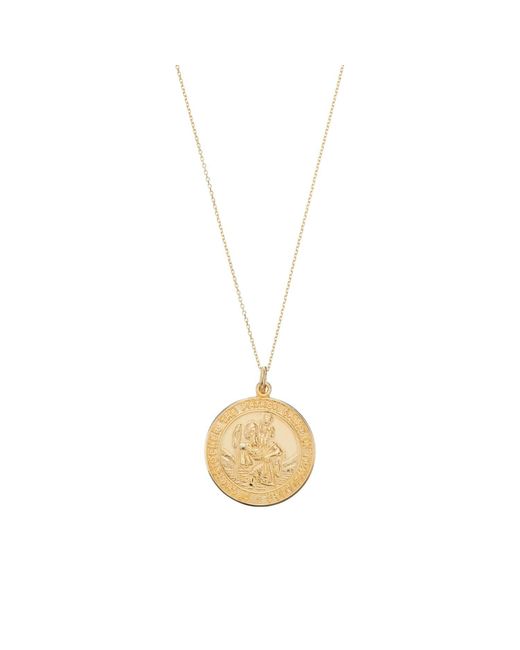 Lily & Roo Metallic Solid Large Round St Christopher Medallion Necklace