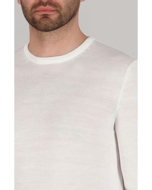 Paul James Knitwear Gray Extra Fine Merino Wool Callington Crew Neck Jumper for men