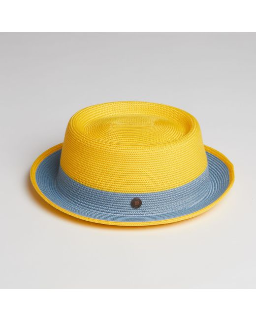 Dasmarca Hats Yellow Dasmarce Bobby Retro Short Brim Summer Porkpie – Corn for men