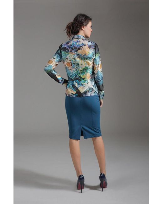 Conquista Blue Long Sleeve Print Shirt