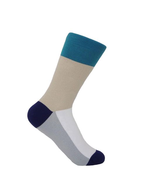 Peper Harow - Made in England Blue Taupe Victoria & Jigsaw Socks 2 Pack