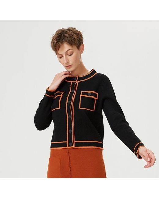 Smart and Joy Black Short Jacket With Contrasting Braids