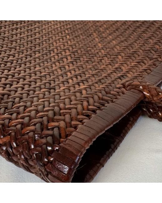 godi. Brown The Buna Handwoven Leather Tote Bag