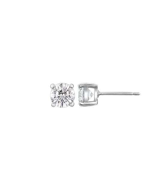 Diamonbliss White Embellished Swarovski Stone Platinum Plated Sterling Solitaire Round Cut Stud Earrings Two Carats