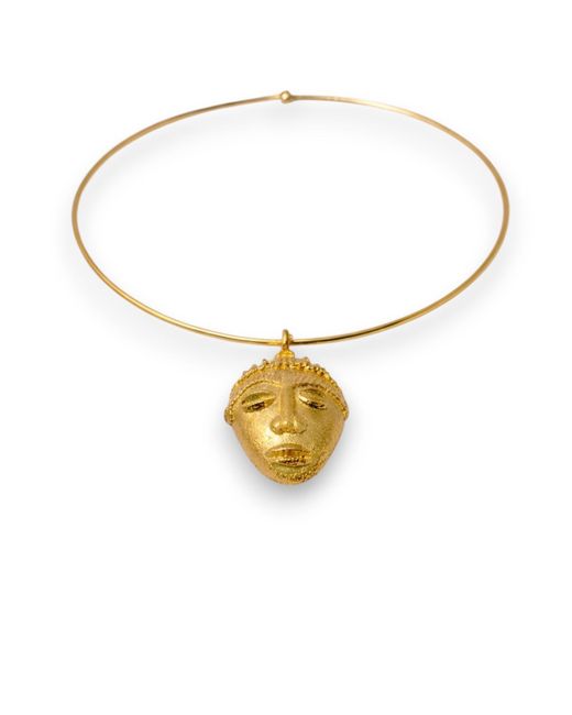 Oriaku Studio Yellow Kanu African Mask Necklace