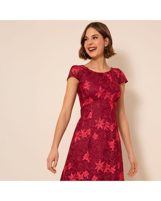 Alie Street London Red Charlotte Lace Dress Azalea
