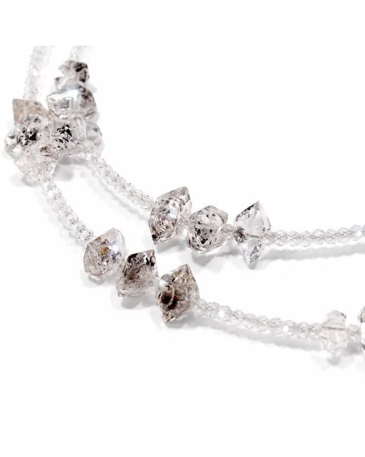 Mineralgems•Studio Metallic Neutrals Quartz Anklet With Herkimer Diamonds