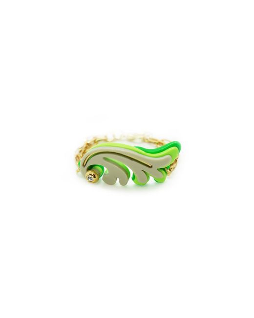 Gissa Bicalho Green Acrylic Handmade Bracelet Rosebush Clay