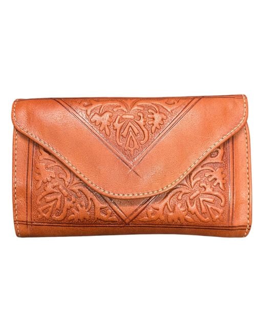Berber Leather Orange Small Leather Tri-Fold Purse Light