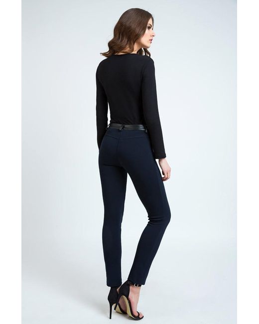 Conquista Blue Mid Rise Pleather Detail Jeggings