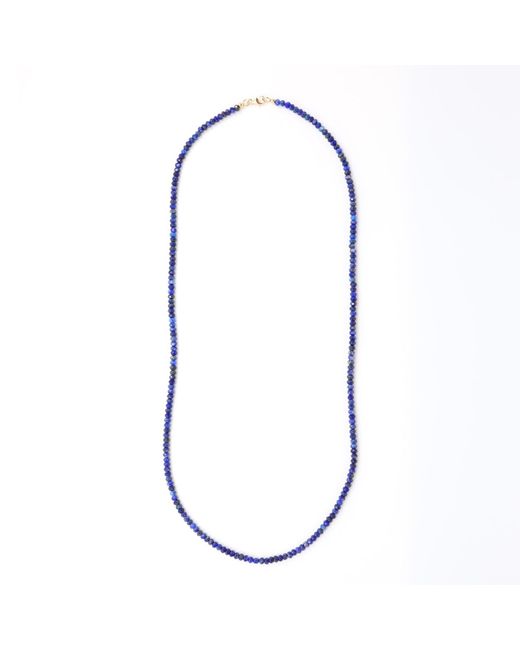 Shar Oke Blue Dainty Lapis Lazuli Beaded Necklace for men