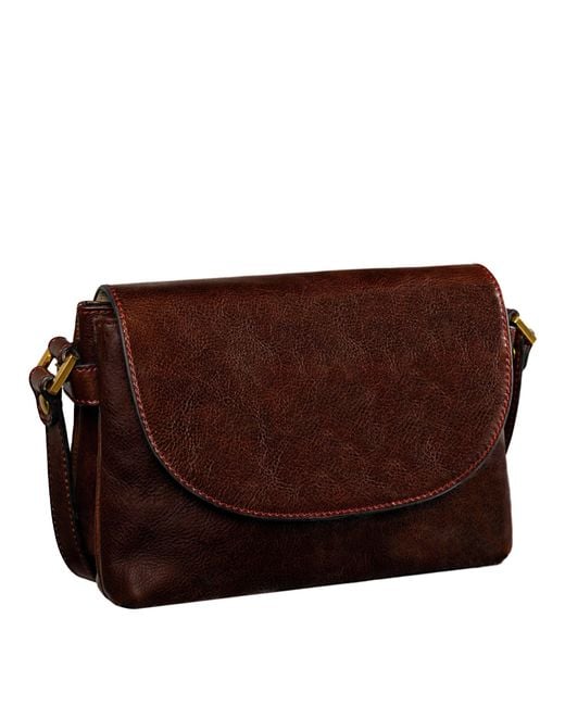 Time Resistance Brown Leather Cross Body Bag For