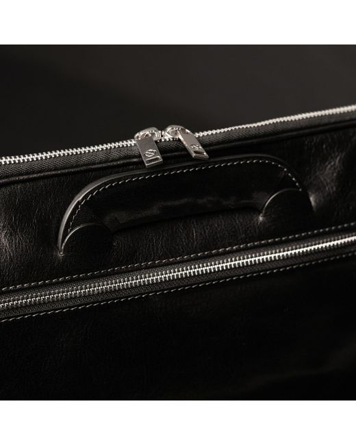 Time Resistance Black Leather Briefcase Laptop Bag