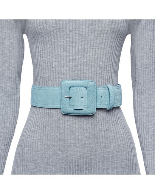 BeltBe Blue Suede Square Buckle Belt