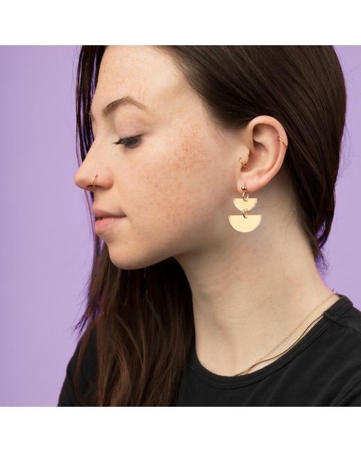 By Chavelli Pink Neutrals Twin Luna Half-Moon Dangly Earrings