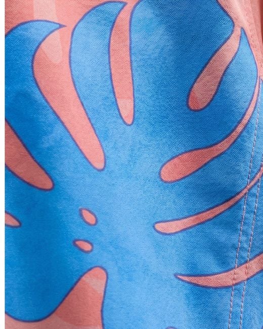 Lords of Harlech Blue Raquel Monstera Floral Coral Bikini Top