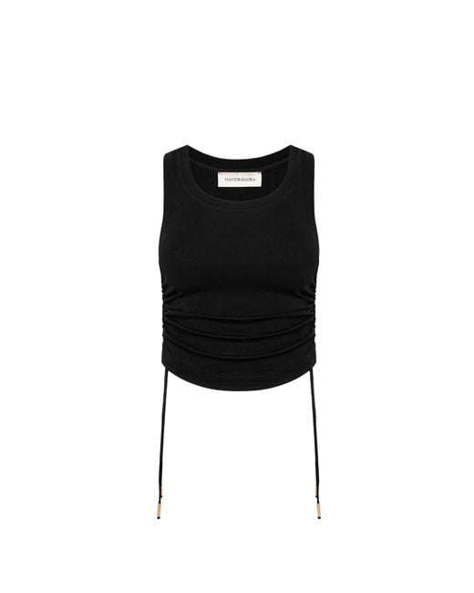 Mandragora Black Adjustable Strap Crop Top Made Of Viscose – Ivy