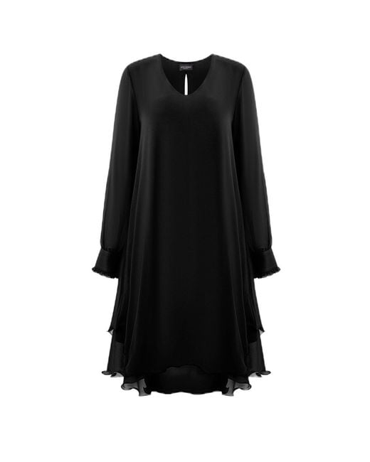 James Lakeland Black Long Sleeve Wave Hem Dress