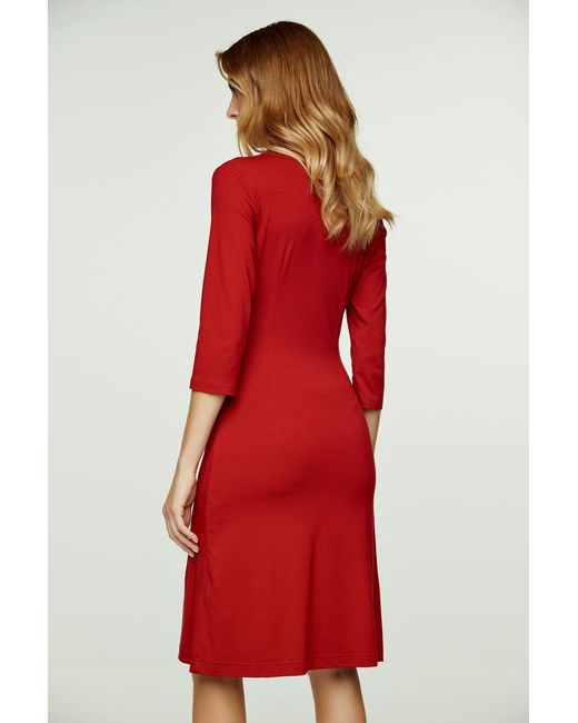 Conquista Red Faux Wrap Dress