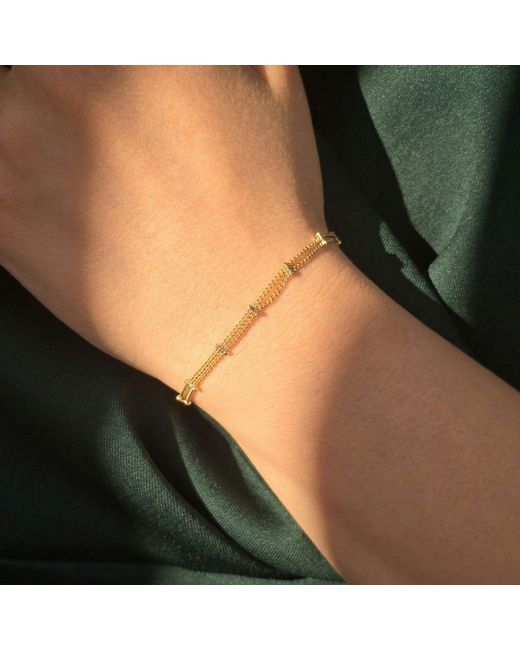 Harfi Metallic 18Ct Plated Bar Curb Chain Bracelet
