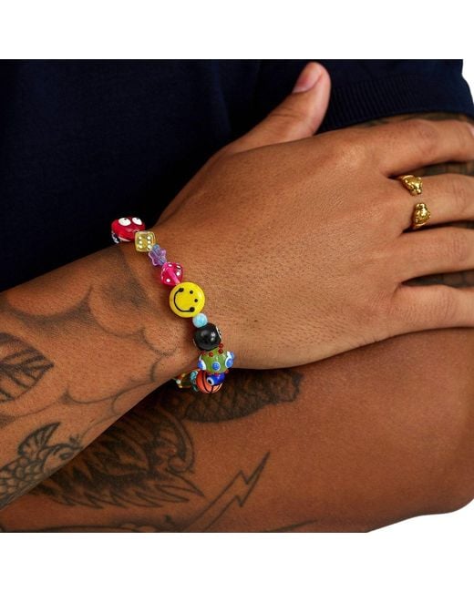 Nialaya Blue Happy Life Beaded Bracelet for men