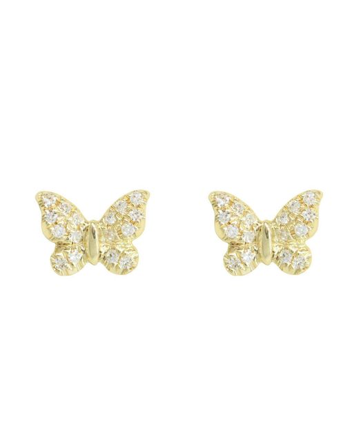 KAMARIA Metallic Mini Butterfly Stud Earrings With Diamonds
