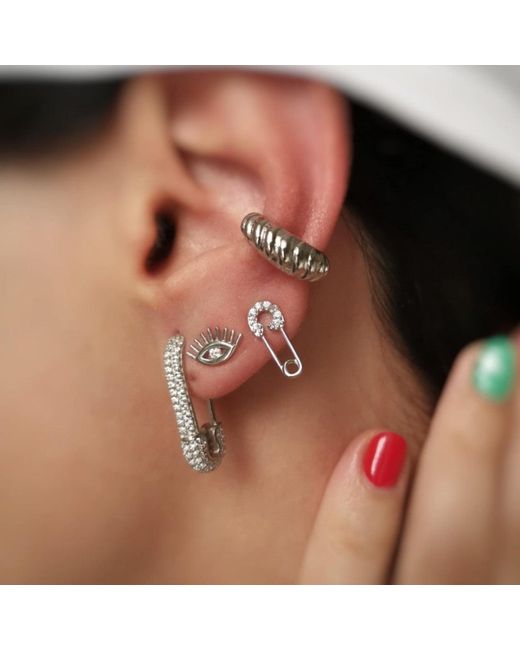 Spero London White Croissant Ear Cuff No Piercing Sterling One Piece