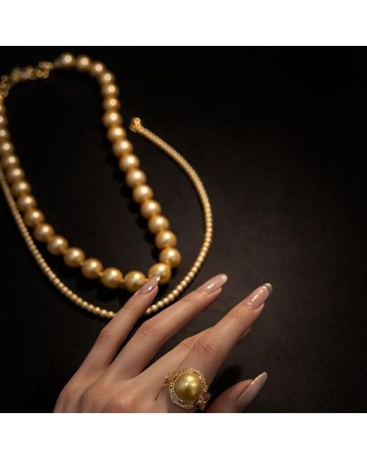 Ninemoo Metallic Soleil Golden Pearl Necklace – Petit