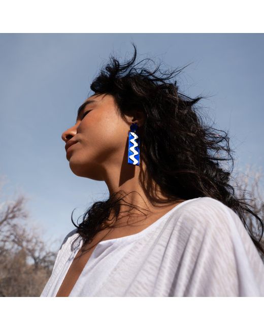 By Chavelli Blue Matisse Wave Dangly Earrings