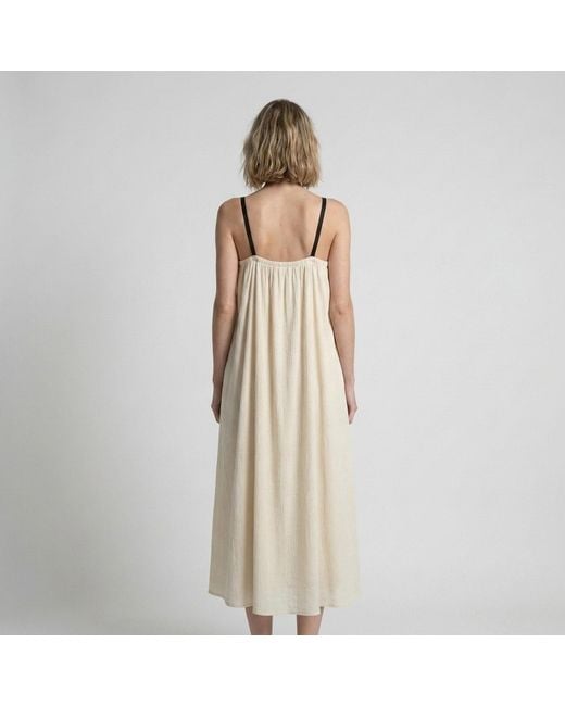 Modenaire Natural Neutrals Gathered Maxi Dress Draped Bodice