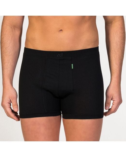 Zd - Zero Defects Black Helios Fly Front Boxer Egyptian Cotton for men