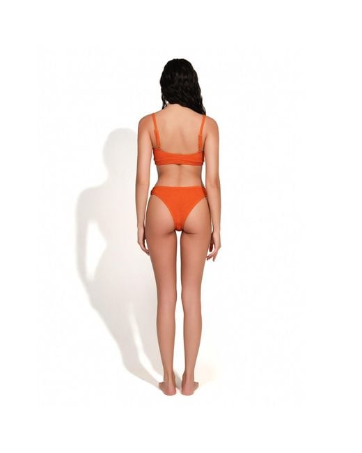 Maison Tangerine Orange Ibiza Textured Crinkle Bikini