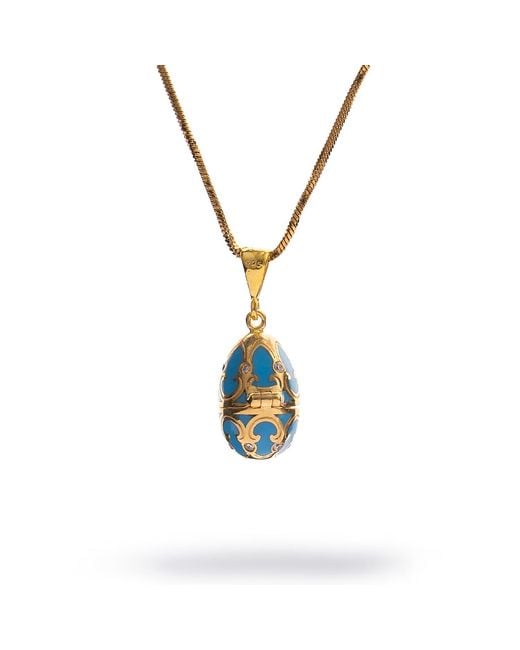 Ebru Jewelry Metallic Lucky Clover Enamel Egg Necklace