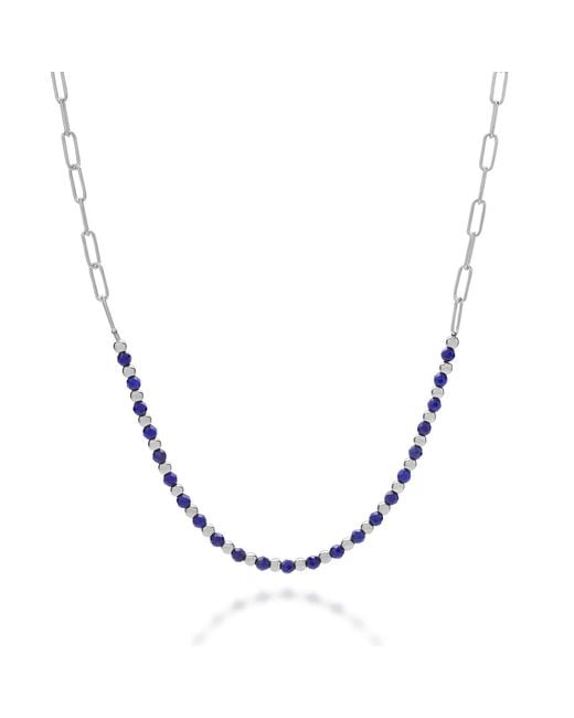 Nellou Jewellery Metallic Lapis Gem Shine Necklace Sterling