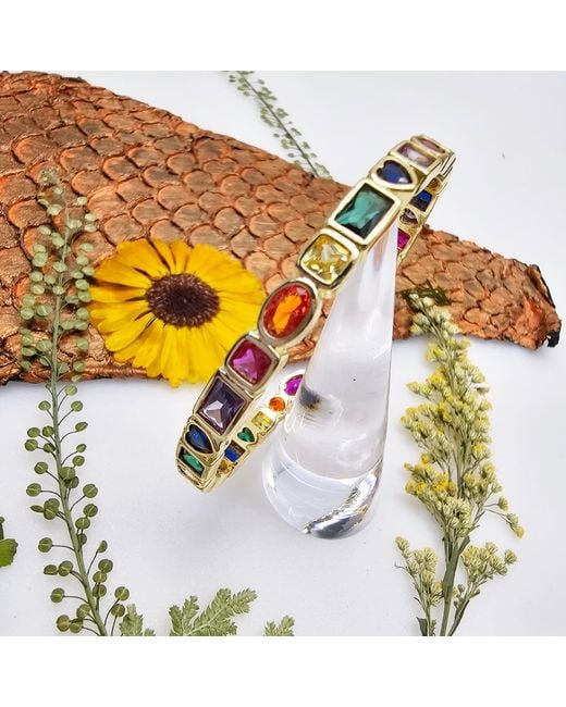 Farra Metallic Colorful Zircon Bangle Bracelet