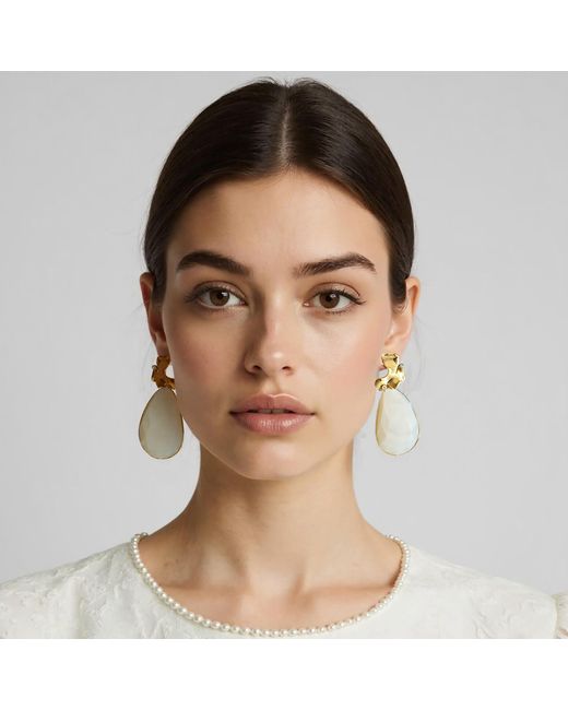Rare Matters Jewelry Blue Mini Foliage Mother Of Pearl Statement Earrings